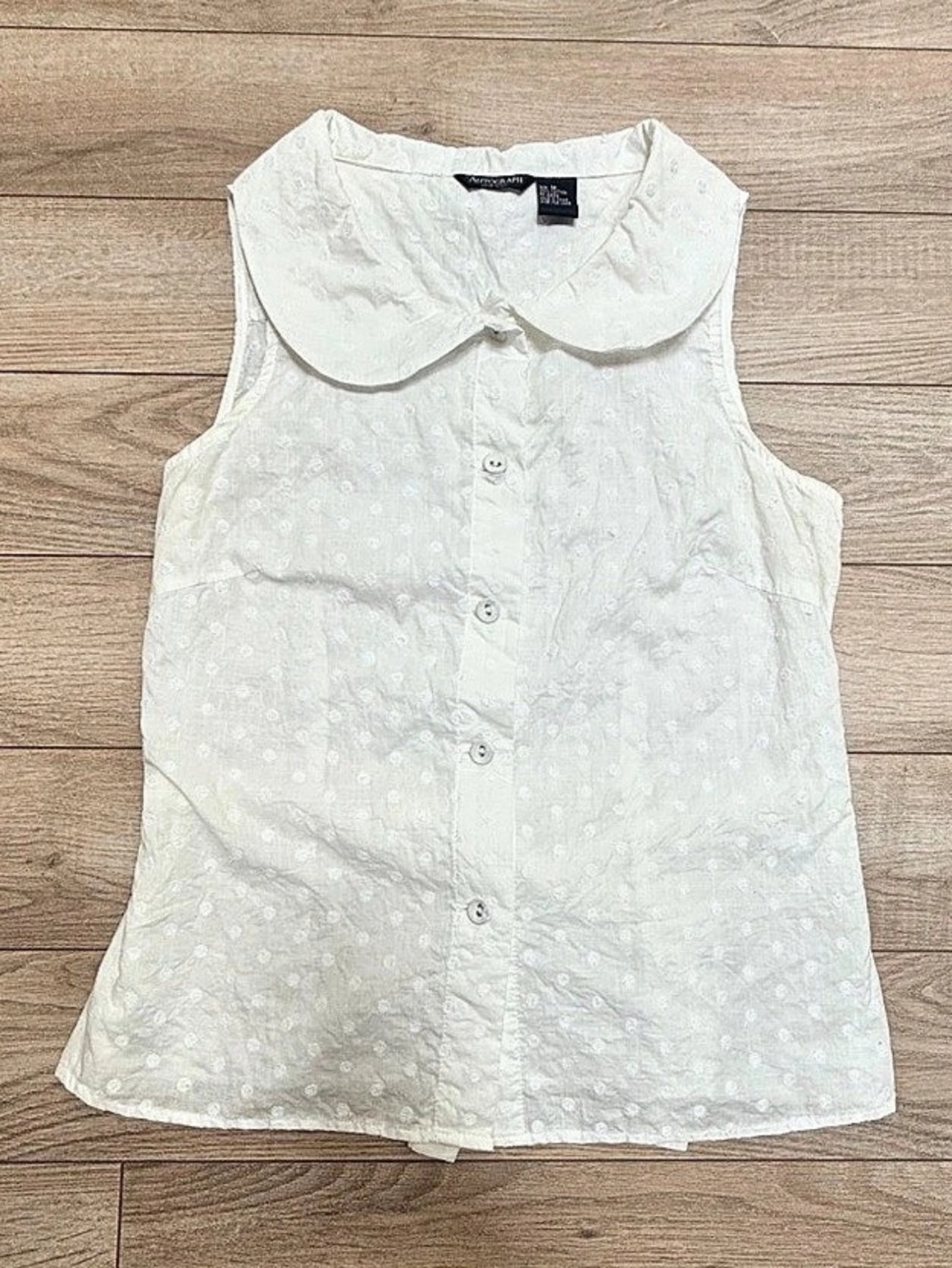 Vintage Autograph women’s Polka Dot Collar Blouse Size Medium